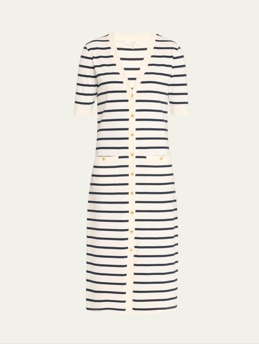 FRAME The Striped Sailor Organic Cotton Midi Dress Size Small Navy And White